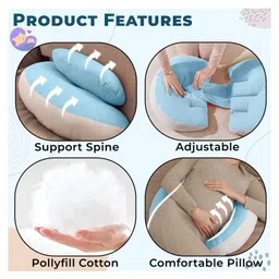 Bembika Pregnancy Pillow Adjustable U Shaped Pregnancy Pillow for Belly and Back Support, Maternity Body Pillow for Side Sleeping, Compact Pregnancy Support Pillow for Comfort(Blue) image 4