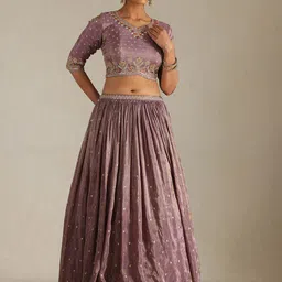 Soch Floral Embroidered Sequinned Ready to Wear Tissue Lehenga & Choli With Dupatta image 3