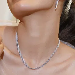 Rubans Rhodium-Plated Cubic Zirconia-Studded Jewellery Set image 4