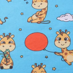 Babyhug Interlock Knit Towel With Hood Giraffe Print L 76.2 x B 76.2 cm - Blue image 5