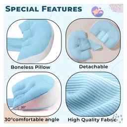 Bembika Pregnancy Pillow Adjustable U Shaped Pregnancy Pillow for Belly and Back Support, Maternity Body Pillow for Side Sleeping, Compact Pregnancy Support Pillow for Comfort(Blue) image 5