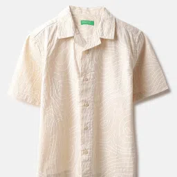 United Colors of Benetton Boys Beige Cotton Abstract Shirt image 1