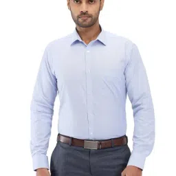 Park Avenue Blue Slim Fit Striped Shirt-image-85