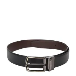 Peter England Black Leather Textured Reversible Belt for Men image 1