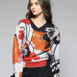 SHAYE Black Polyester Regular fit Print Sweatshirts image 4