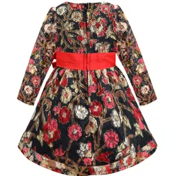 A.T.U.N. Black & Red Full Sleeves Lace Dress image 2