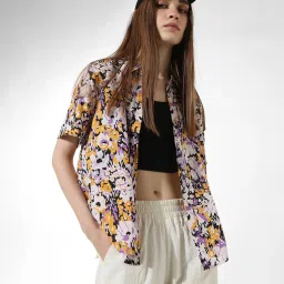 Only Lavender & White Viscose Floral Print Shirt image 1