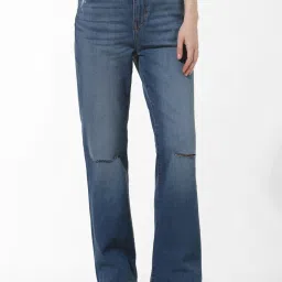 Only Blue Blended Distressed Regular Fit High Rise Jeans image 1