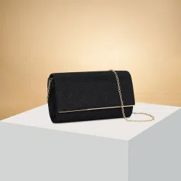 Forever Glam by Pantaloons Black Embellished Clutch image 1