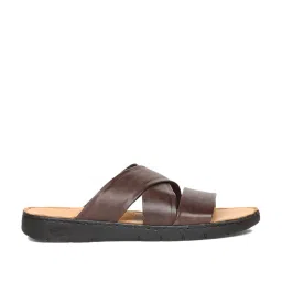 Scholl by Bata Men's Brown Cross Strap Sandals image 2