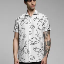 Jack & Jones White Slim Fit Printed Shirt image 1