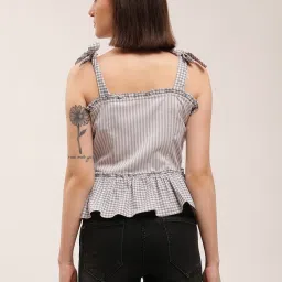 Elle Grey Striped Peplum Top image 2