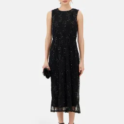 Kazo Black Silk Embellished Midi Dress image 1