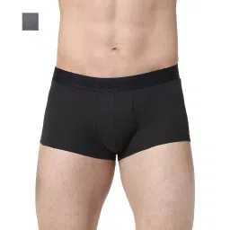Jack & Jones Dark Grey Melange & Black Regular Fit Trunks - Pack Of 2 image 1