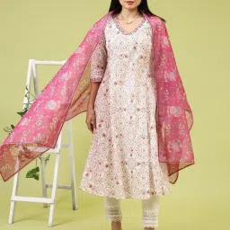 W Pink Printed Dupatta image 1