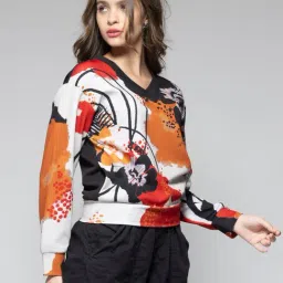 SHAYE Black Polyester Regular fit Print Sweatshirts image 3