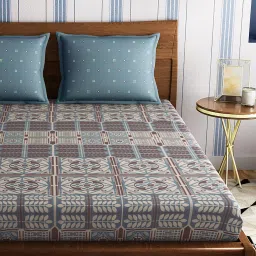 Petal Home Strasbourg Blue Cotton 300 TC Bedsheet image 2