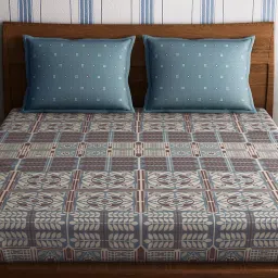 Petal Home Strasbourg Blue Cotton 300 TC Bedsheet image 3