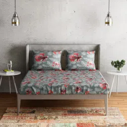 Petal Home Poinciana Teal Cotton 144 TC Bedsheet image 3