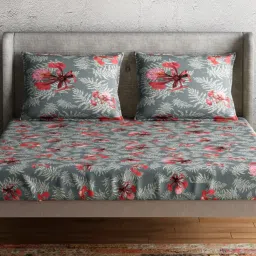 Petal Home Poinciana Teal Cotton 144 TC Bedsheet image 4