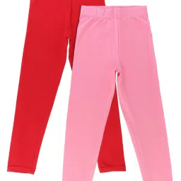 Bodycare Kids Pink & Red Solid Leggings (Pack Of 2) image 1