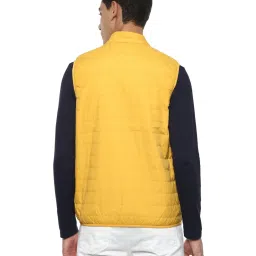 Louis Philippe Navy & Yellow Regular Fit Quilted Reversible Jacket image 3