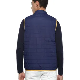 Louis Philippe Navy & Yellow Regular Fit Quilted Reversible Jacket image 4