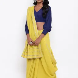 true Browns Green Gota Saree-image-63