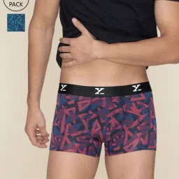 XYXX Triad Red & Aqua Strokes Slim Fit Printed Trunks - Pack Of 2 image 1