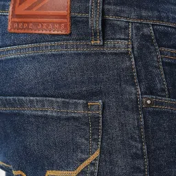 Pepe Jeans Dark Blue Cotton Slim Fit Distressed Jeans image 4