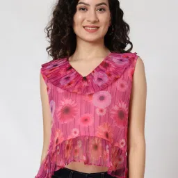 Prettify Pink Floral Print Crop Top image 1