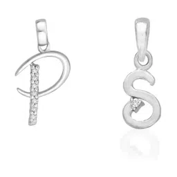 Taraash 92.5 Sterling Silver 'P' & 'S' Initial Letter Couple Pendants-image-80