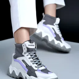 Shoetopia Women's Grey Ankle High Sneakers image 1