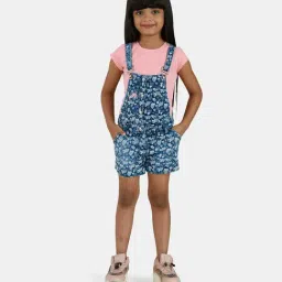 Peppermint Kids Blue & Pink Printed Dungaree-image-70