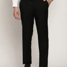 Cantabil Black Cotton Regular Fit Trousers-picture-10