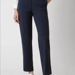 Van Heusen Navy Mid Rise Formal Trousers image 1