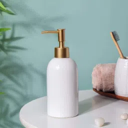 Nestasia rust proof ceramic White Liquid Soap Dispenser for Bathroom, Kitchen and Wash-Basin, 420ml image 1