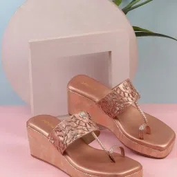 Mochi Women Rose Gold Toe Ring Sandals image 1