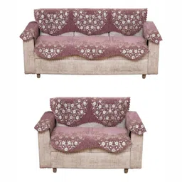 Fashion Throw Pink & White Printed Jacquard Sofa Cover With Arms-image-88