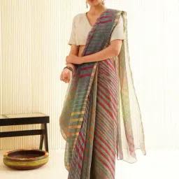 Jaypore Grey Kota Tie & Dye Lehriya Saree-picture-16