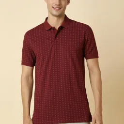 Allen Solly Red Cotton Regular Fit Printed Polo T-Shirt image 1