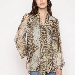 Guess Multicolor Printed Tie Up Neck Nadine Shirt image 1