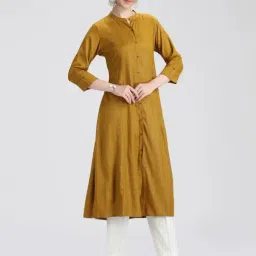 Cotton Culture Mustard Cotton Striped Kurti image 3
