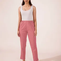 Go Colors! Pink Cotton Mid Rise Pencil Pants image 1
