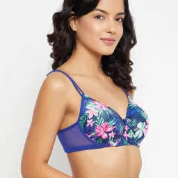 Clovia Blue Floral Print Padded Bra image 3