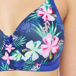 Clovia Blue Floral Print Padded Bra image 4