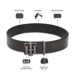 Tommy Hilfiger Saturn Brown Leather Reversible Belt for Men image 5