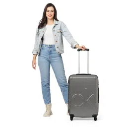 Calvin Klein Midtown Tour Dark Grey Textured Hard Cabin Trolley Bag - 66 cm image 1