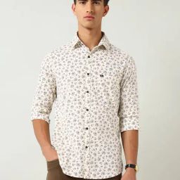 Ad By Arvind Beige Cotton Slim Fit Printed Shirt-picture-23
