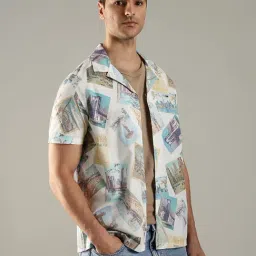 Tommy Hilfiger White Cotton Regular Fit Printed Shirt image 4